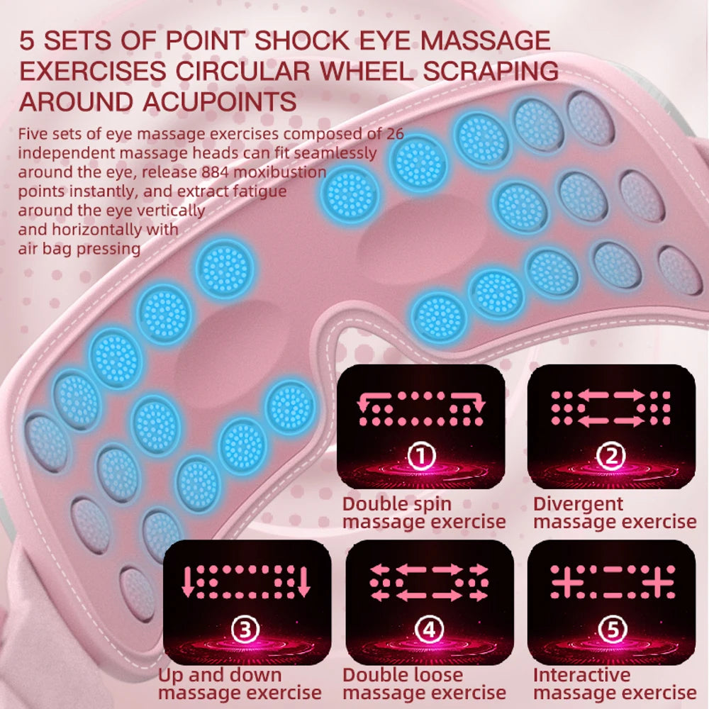 Electric Airbag Eye Massager Point Heating Eye Massage Device Airpressure Hot Compress Eyes Care Glasses Acupoint Tired Dry Eye