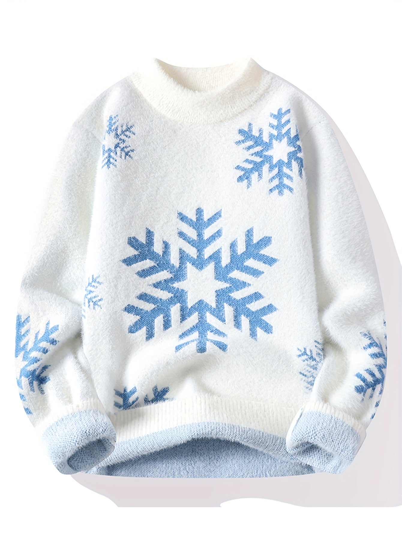 Fashionable High-Neck Snowflake Knit Sweater for Young And Middle-Aged Men for Autumn And Winter.
