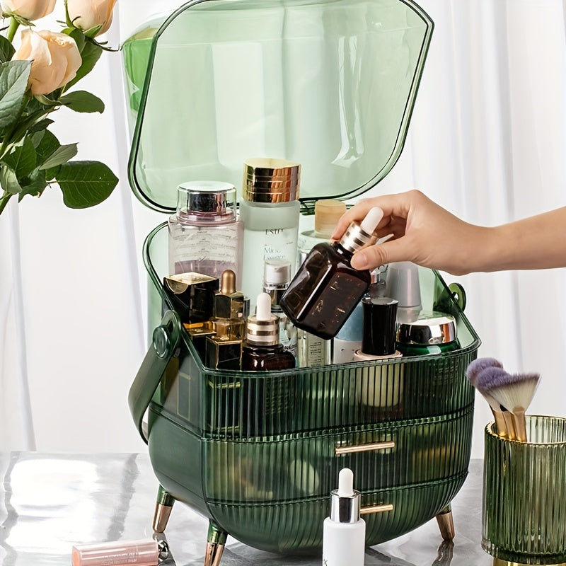 Light Luxury Cosmetic Storage Box Transparent with Lid Desktop Cosmetic Box Vanity Skin Care Storage Rack