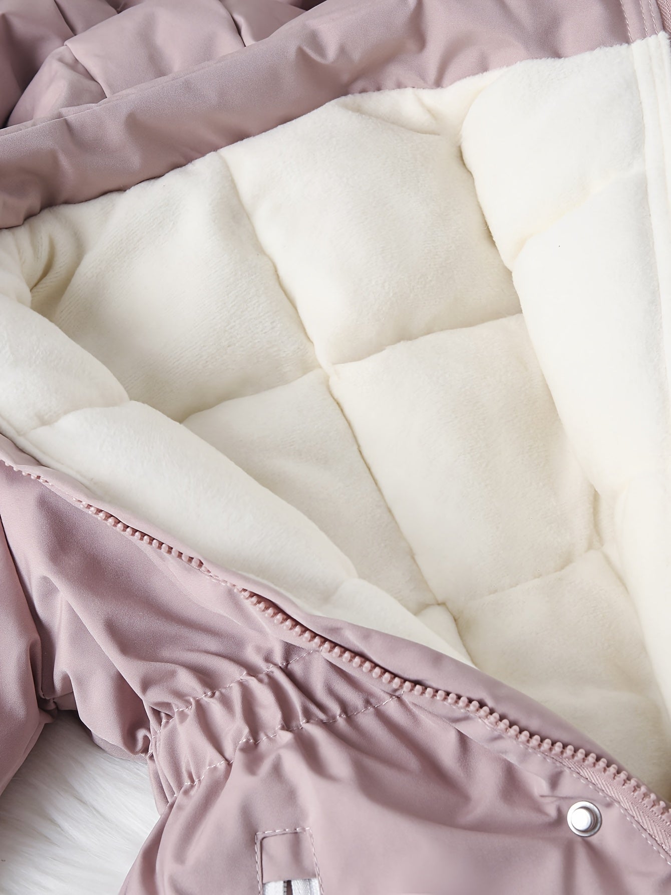 Baby & Kids Winter Coat - Polyester Stand Collar Zipper Front, Thick Insulated Long Sleeve Jumpsuit with Pockets, Solid Color Casual Outfit for Boys & Girls 1-5 Years, Toddler Winter Clothes, Easy Diaper Change, Cute Animal Design, Durable Snap Buttons