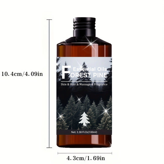 100ml Premium Forest Pine Essential Oil - Ideal for Diffuser, Skin, Massage, DIY, Yoga, Meditation, and Work - Versatile Unisex Home Oil with Eucalyptus, Coconut, Jojoba, and Glycerin Ingredient