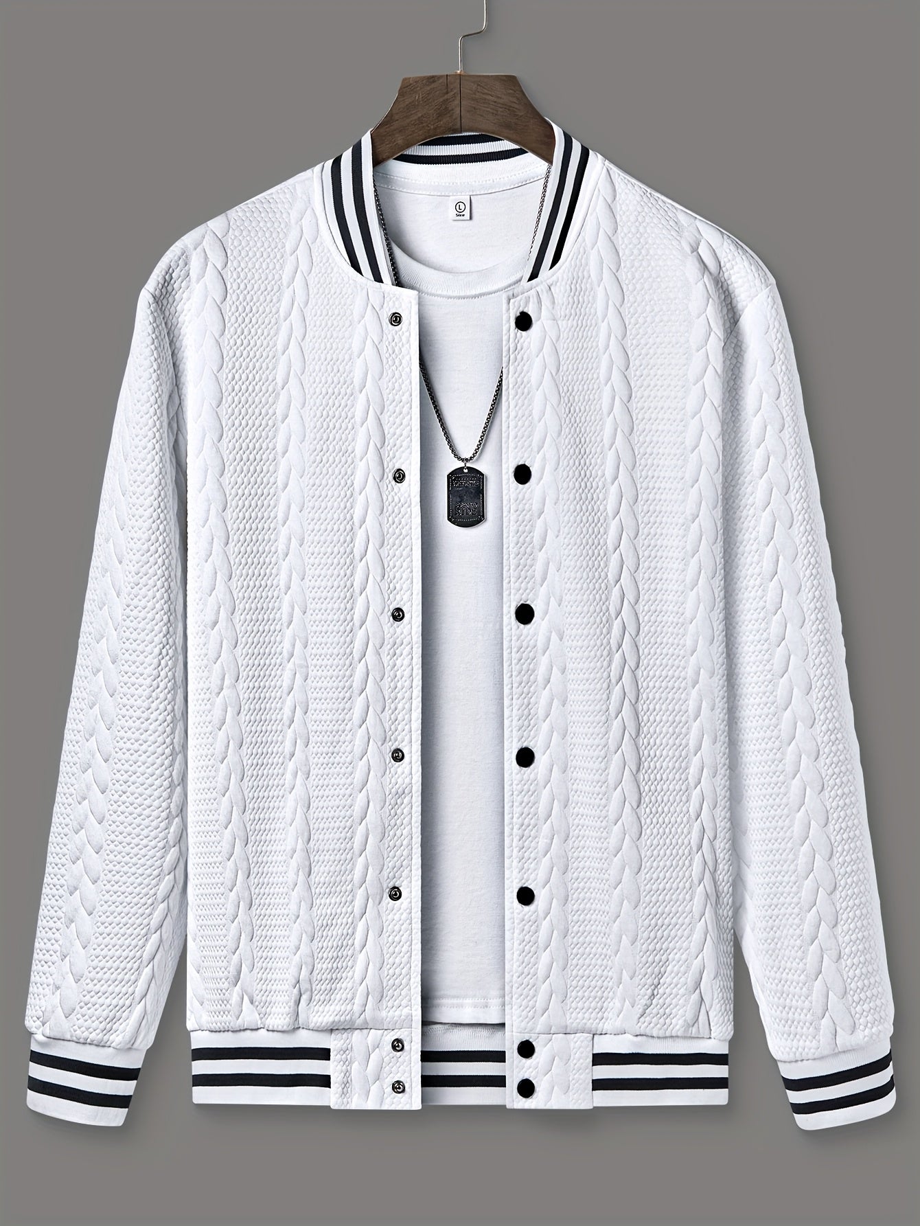 Men's White/Black/Beige (or Grey) -like Collar Blazer Jacket - Single-Breasted Button Closure, Machine-Washable Casual Winter Outerwear, No, Versatile for Smart-Casual & Formal Events (No Dry Clean) - (S