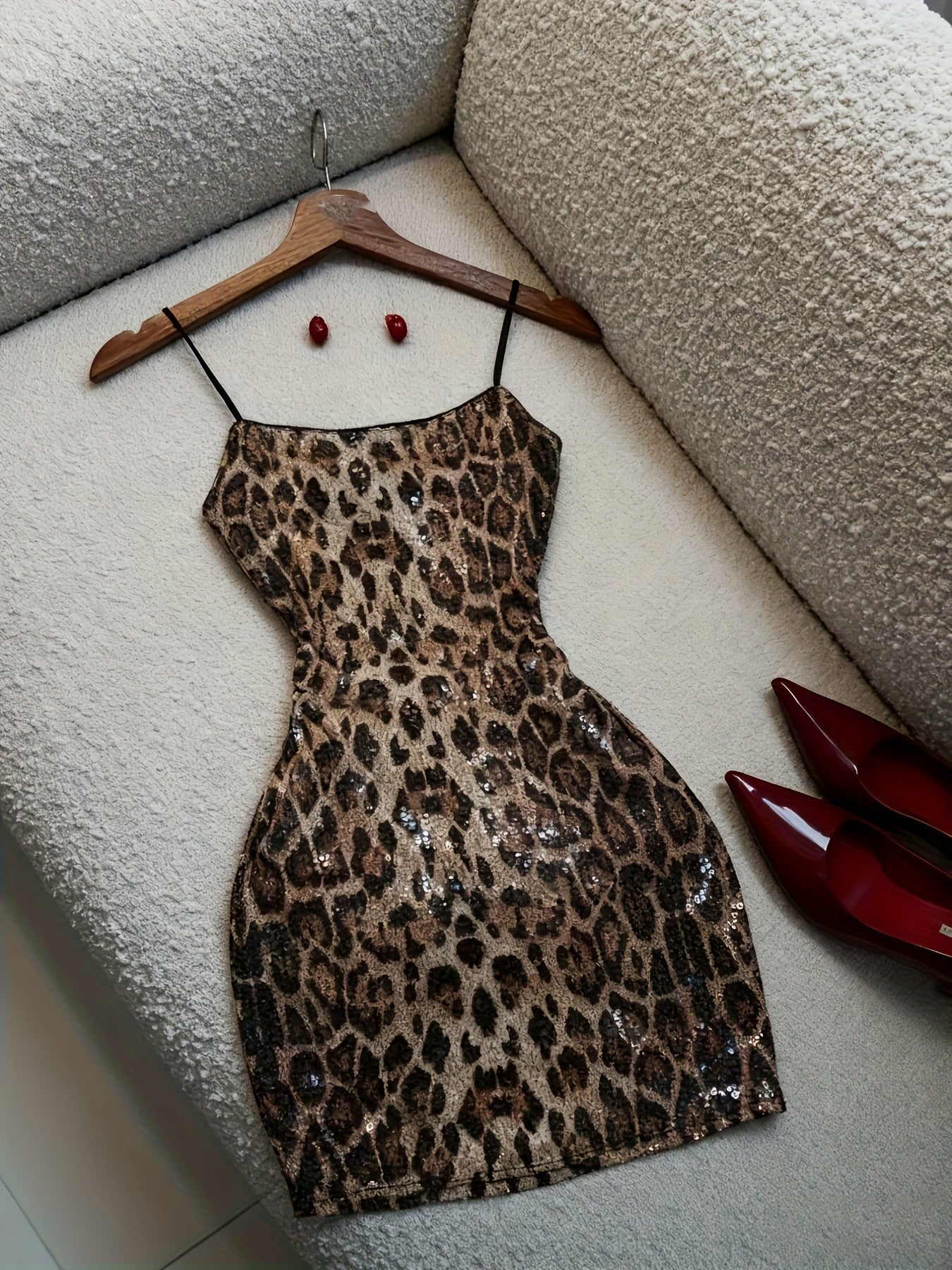 Women'S Sexy Leopard Print Dress - Slim Fit Bodycon Party & Everyday Outfit, V-Neck Spaghetti Strap Evening Gown for Nightclub, Date, Formal Events - Elegant Special Line Collection