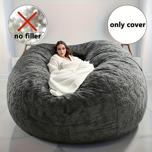 Large Round Soft Bean Bag Chair Cover - Machine Washable, Pet-Friendly, Zip Closure - Blue (Cover Only, No Filler)