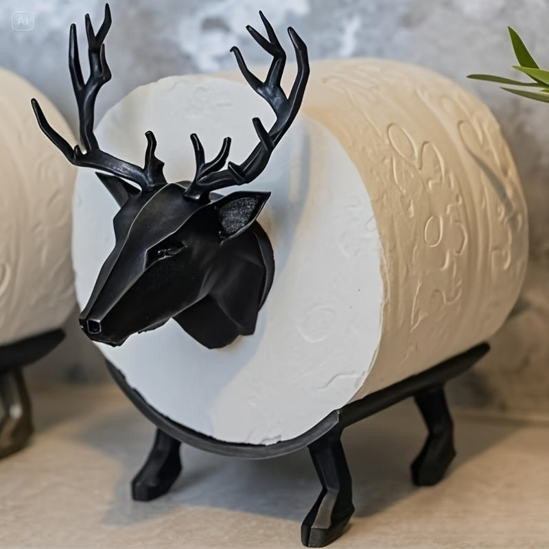 3D Printed Deer Tissue Holder - a Premium Black Deer Statue with a Toilet Paper Roll Holder, No Drilling Required for Installation, Made of Sturdy Plastic Suitable for Decorating Living Rooms, Bedrooms, And Bathrooms, Bathroom Tissue Holder, Bedroom Acce
