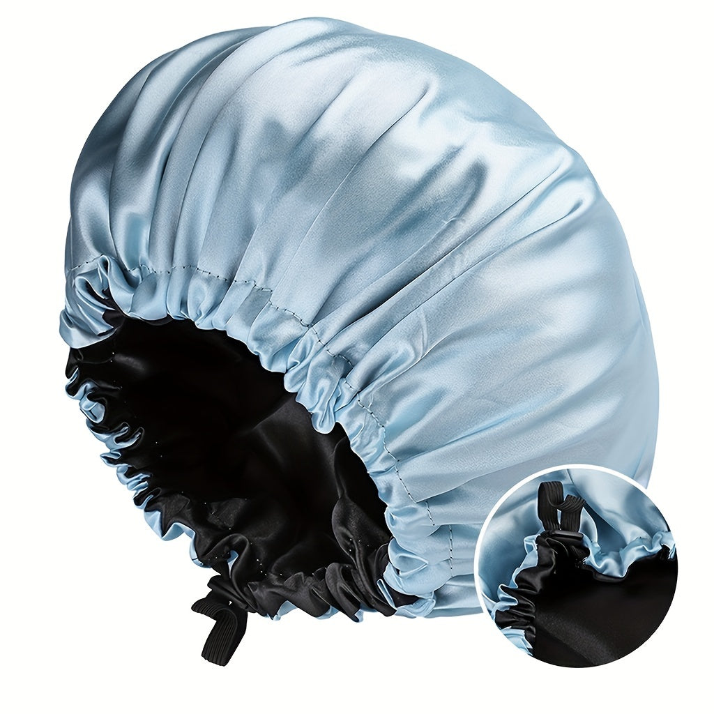 [Satin Sleep Bonnet] Double Layer Satin Bonnet For Sleeping - Adjustable Bonnet For Curly Hair - Large Satin Lined Sleep Cap For Women
