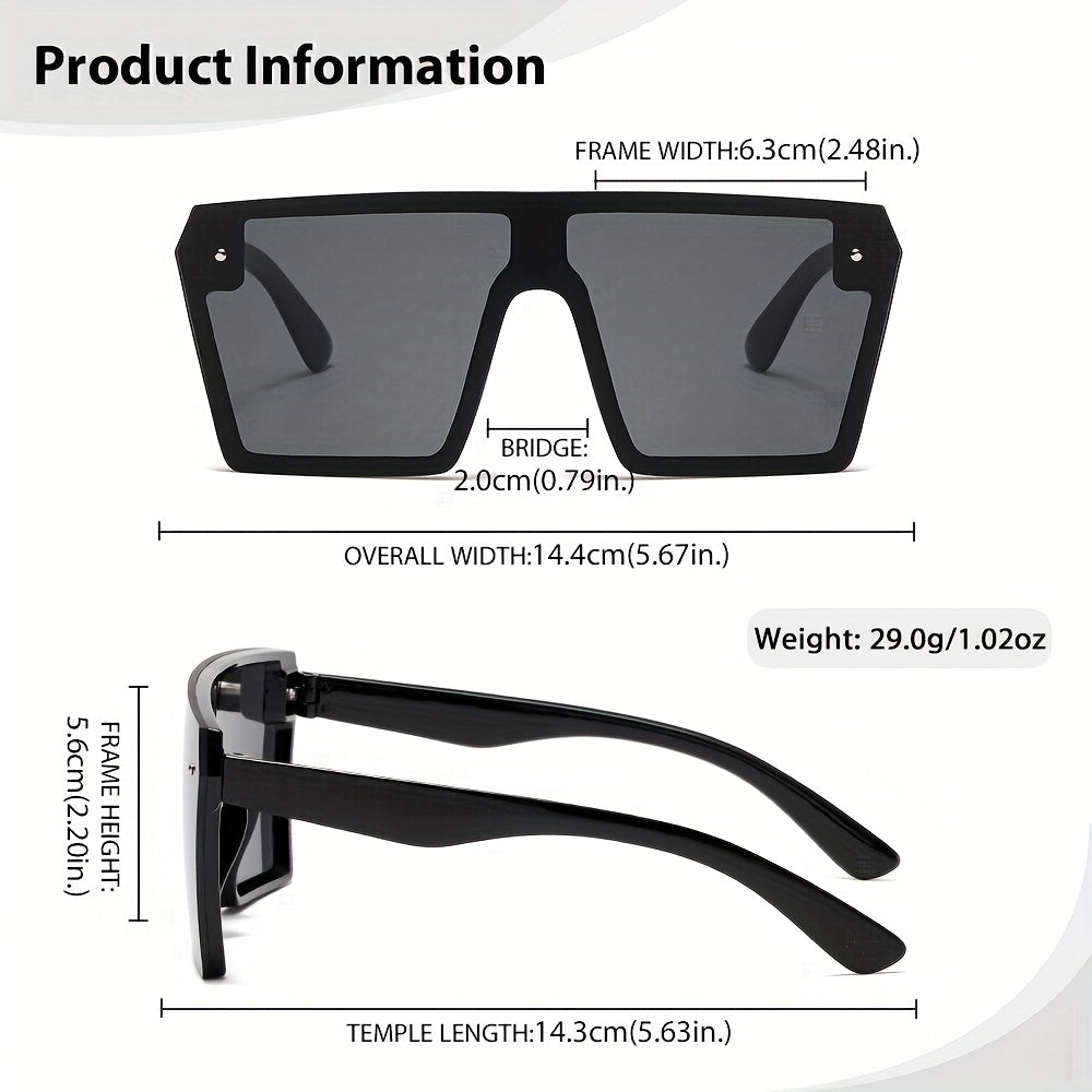2pcs Fashion Square Integrated Large Frame Glasses, Suitable for Both Men And Women, Versatile, Perfect As a Birthday Gift Or Photography Prop.