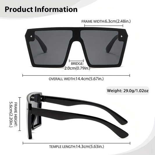 2pcs Fashion Square Integrated Large Frame Glasses, Suitable for Both Men And Women, Versatile, Perfect As a Birthday Gift Or Photography Prop.