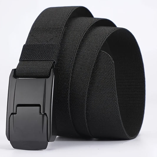 1pc Stretch Belt For Men And Women Hard Alloy Quick Release Buckle Strong Real Nylon Unisex Elastic Belt Overalls Work Belt, Ideal Choice For Gifts