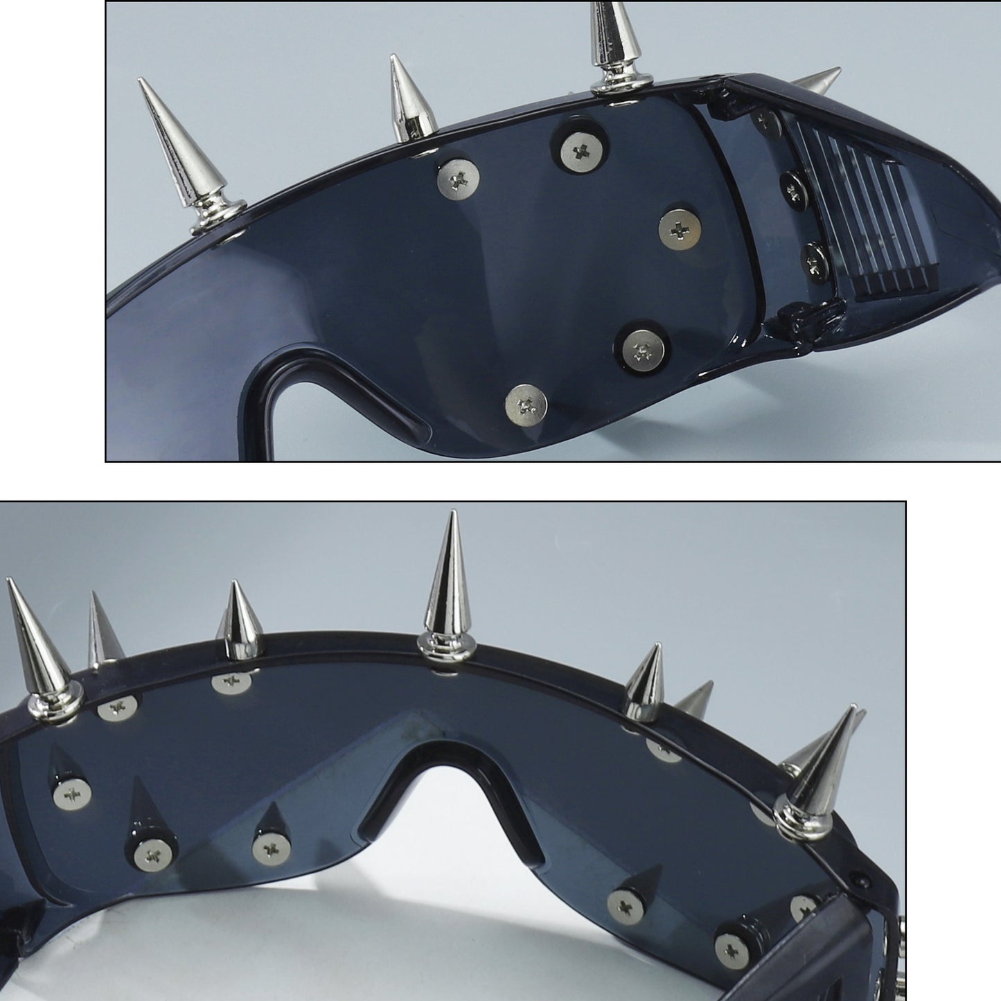 Futuristic Punk-Style Oversized Decorative Glasses with Rivets, Perfect for Parties, Dance Props, Halloween Costumes, And Festive Accessories.