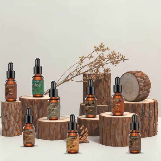 1pc, 8 Types of Aromatic Essential Oils, Each 10ml. Suitable for Yoga Diffusers and Car Air Fresheners: Agarwood (Oud), Frankincense Burning Incenses/Resins - Wood / Oriental Bakhoor, Ambra Gris Ambrum Musk Deer Moss Moschus Balsam Of The Sea & Himalayan