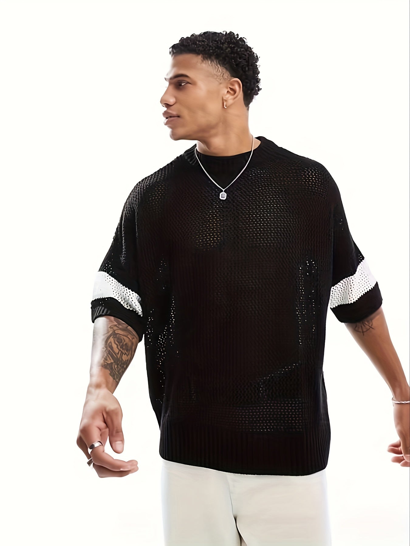 Men'S Casual Crew Neck Knit Sweater with "218.44cm Graphic Design - Soft & Warm Regular Fit for Fall/Winter, Breathable Polyester Blend, Perfect for Casual Attire