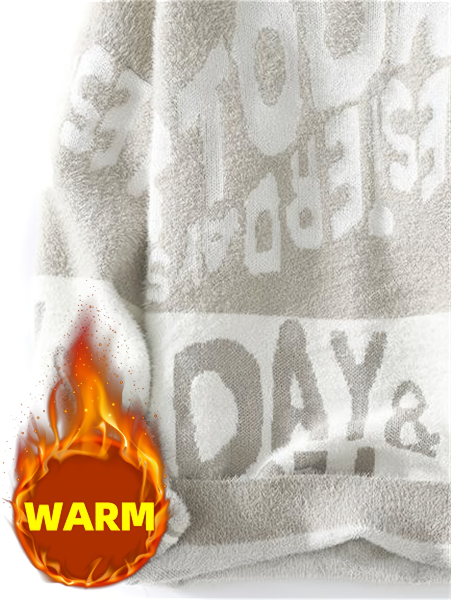 Men'S Casual Knit Sweater with Bold "TODAY IS A GOOD DAY" Lettering - Thick Fleece-Lined Winter Pullover, Black & White Contrast Design, Round Neck Long Sleeve for Outdoor Activities, Golf, Hiking - Ideal Father'S Day Gift for Dad, Husband, Boyfriend, Wi