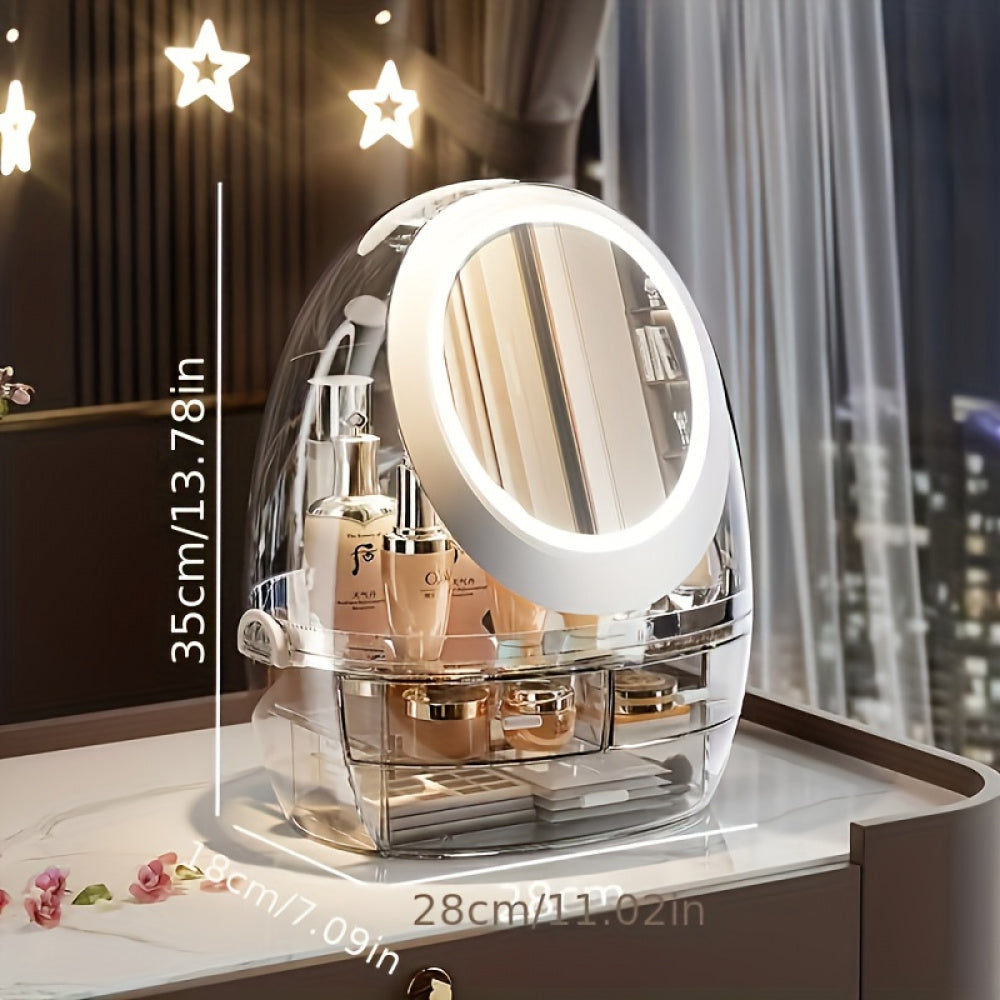 New multi-functional cosmetic storage box, transparent drawer- elegant white Golden design, dust-proof cosmetic organizing box with top display shelf, Skincare Storage, Makeup Storage, Sleek Organizer, Stylish Storage, Durable Plastic, Display