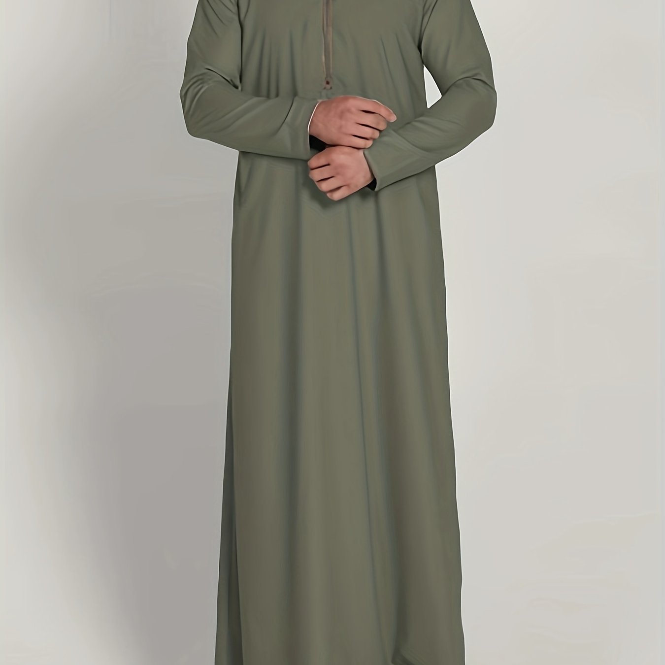Eid Al-Adha Men's Ethnic Long Sleeve kandura, Arabic Long Gown Thobe For Men