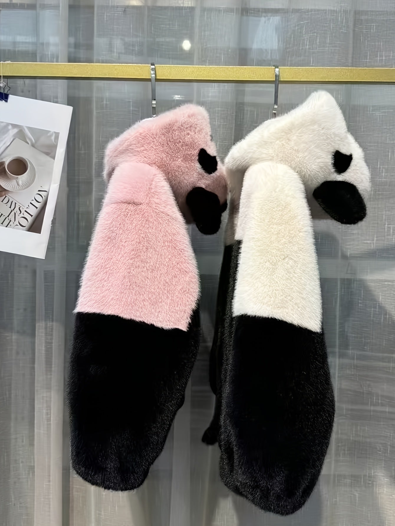 Cozy Panda Plush Jacket - Cute Black & White Faux Fur Coat with Front Zipper, Warm Autumn/Winter Outerwear, Perfect for Hiking, Outdoor Activities & Casual Wear, Panda Gifts