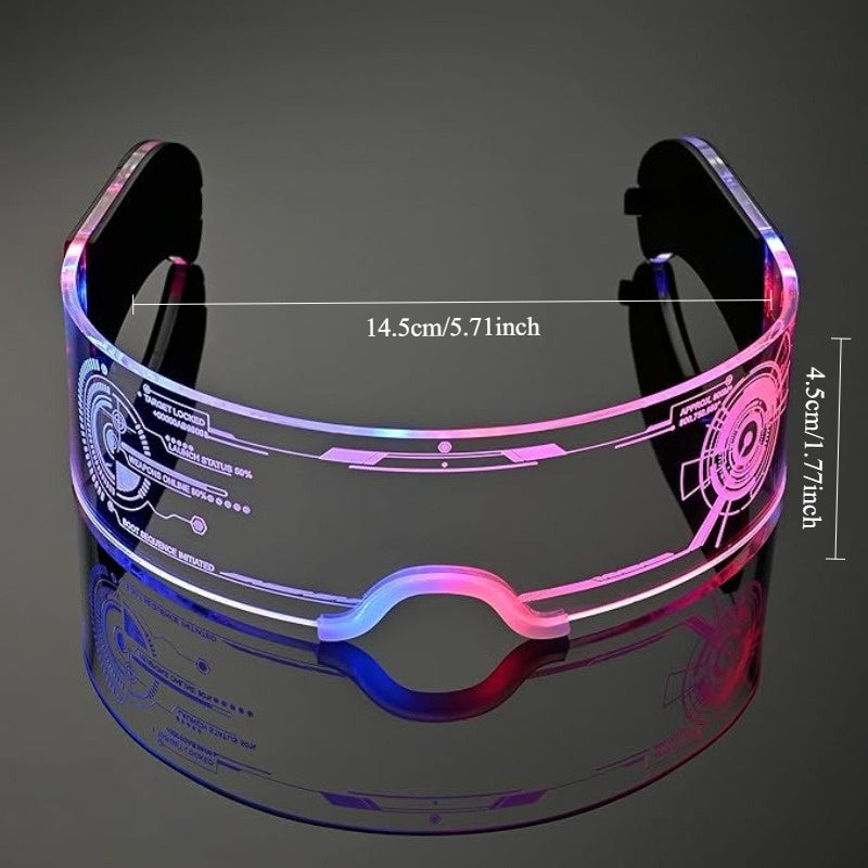 LED Cyberpunk Light-Up Glasses - Futuristic Fashion Glasses with Blue & Orange Glow, Battery-Powered for Cosplay, Raves, and Parties, Transparent Lenses, Durable Plastic Design, Party Accessories, Cosplay Eyewear, Sleek Eyewear, Durable Eyewear, Glowing