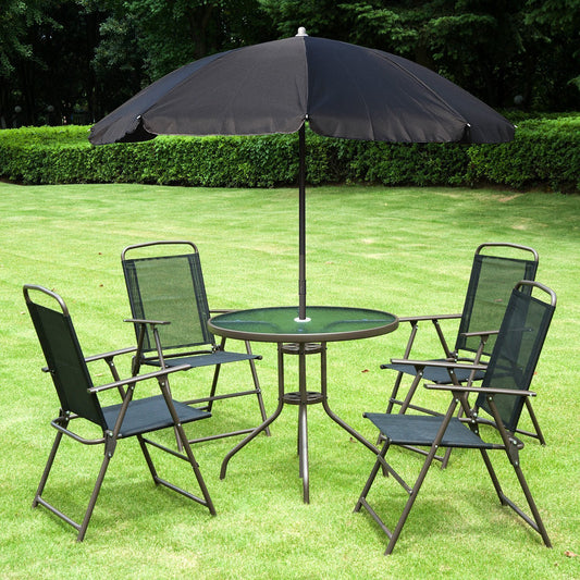 Outsunny 6pc Outdoor Patio Umbrella Set Garden Bistro Yard Furniture