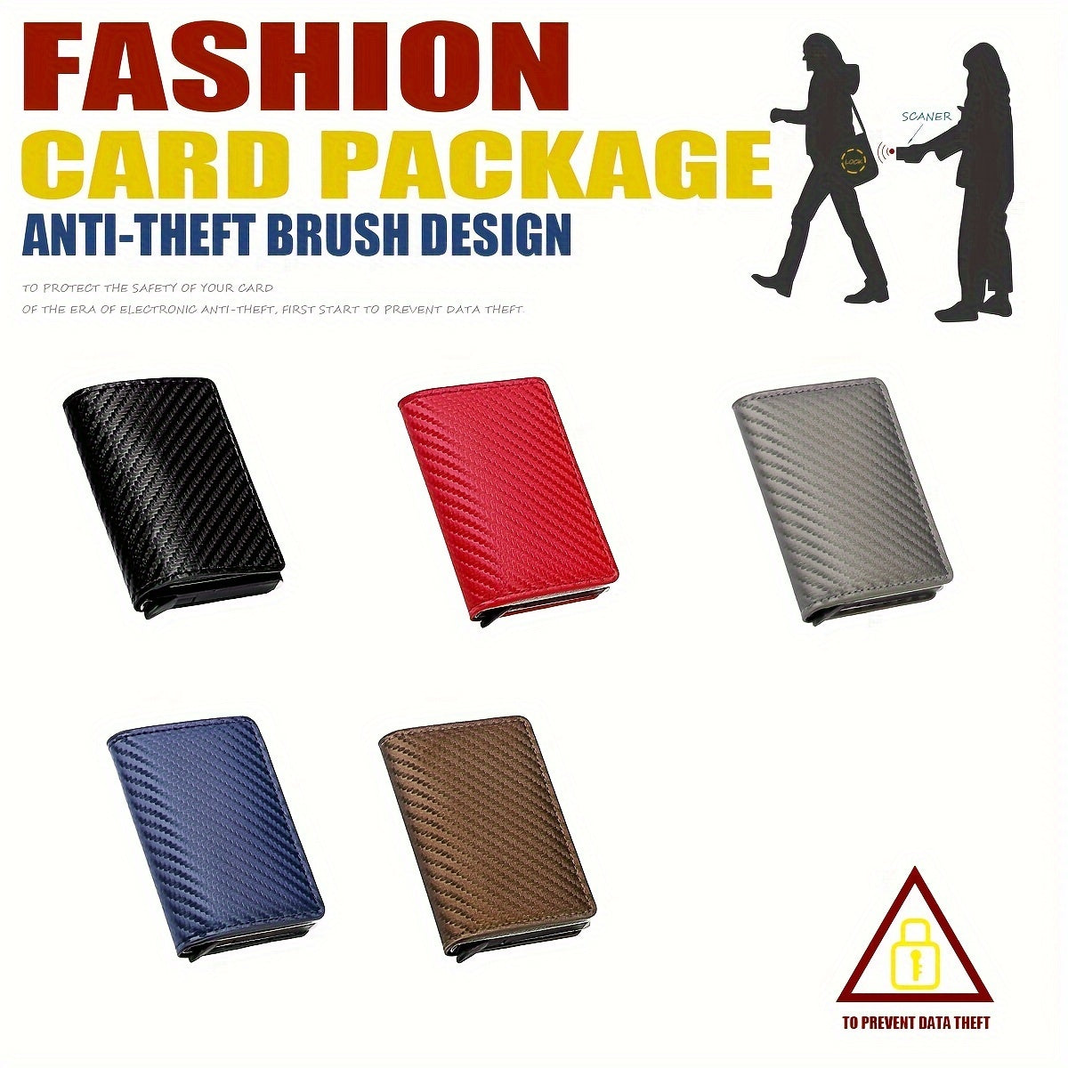 RFID Blocking Slim Metal Wallet - Card Cases with Carbon Fiber, Pop-Up, Minimalist Design, Small Black Purse for Men - Durable, Thin, and Stylish Credit Card Holder