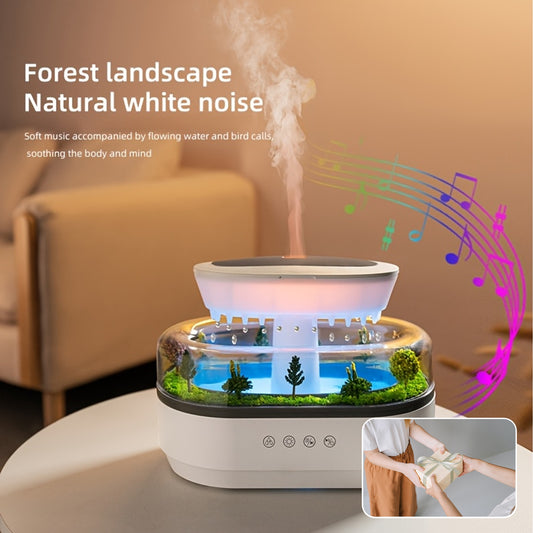 1pc Bedroom Aroma Diffuser & Humidifier with Multiple White Noise Options, Simulated Raindrop Design, Large Capacity Flame Humidifier, Home Appliance, Office Use, Single Room Humidifier, Holiday Gift, Christmas Present IP20 for Adapter, Aroma Diffuser fo