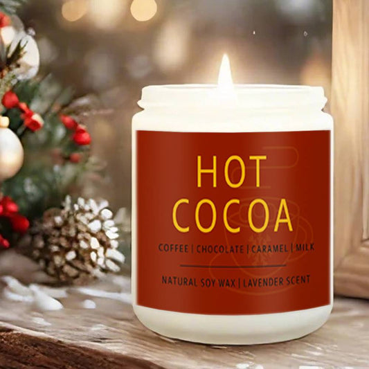 1pc Lavender Scented Candle Hot Cocoa Theme Warm Holiday Winter Creative Home Room Decor Thoughtful Gift for Women Men Mom Dad Wife Husband Boyfriend Girlfriend Friends Family Loved Ones Xmas Party Seasonal Celebration