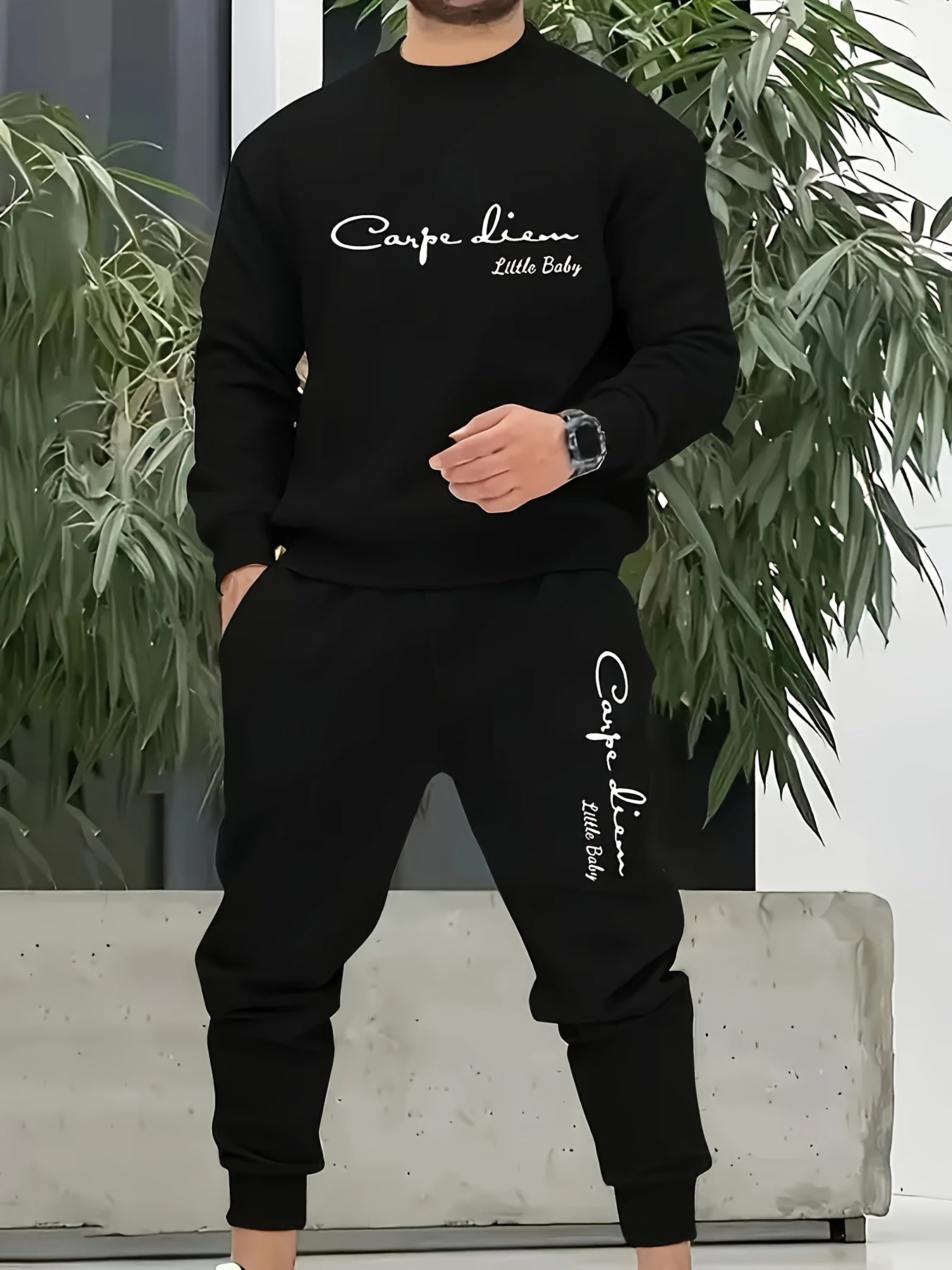 Men's casual sports suit sweatshirt and pants fashion logo