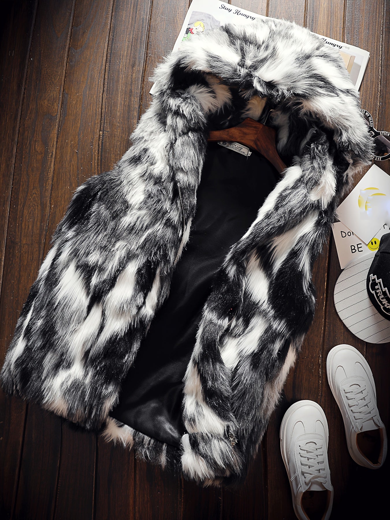 Men'S Heavy-Duty Hooded Vest - Thermal Insulated Zip-Up Jacket, Full-Zip Front Closure, Non-Stretchy Outer Layer for Motorcycle Riding, Casual Outfits - Fall/Winter Outerwear Coat (Black/White Color Block) - Easy-Care Cold Weather Apparel, Motorcycle Gea