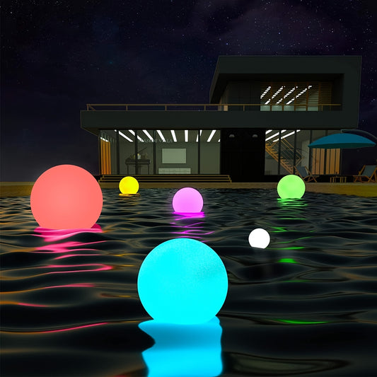 2-Pack LED Pool Beach Balls with 16 Colors and 4 Modes - Non-Rechargeable, Glow-in-the-Dark Pool Accessories, Including Remote Control and Batteries, Ideal for Pool Parties and Family Games