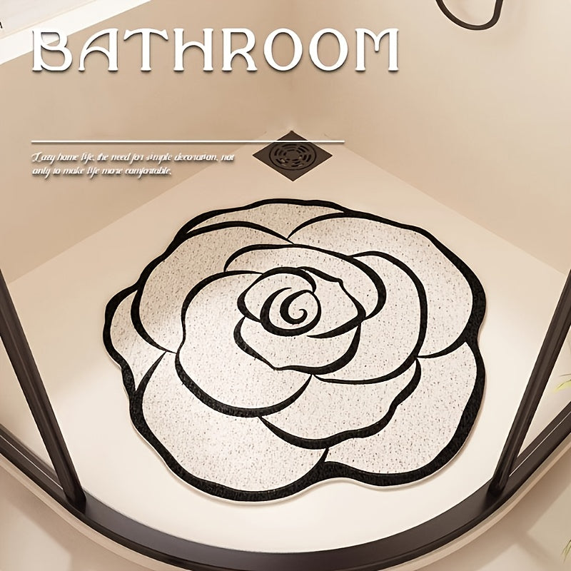 Non-Slip Bath Mat with Unique Floral Design - Durable PVC Shower, Soft Plush Texture, Easy to Clean, Modern Bathroom Decor for Home Safety, Bathroom