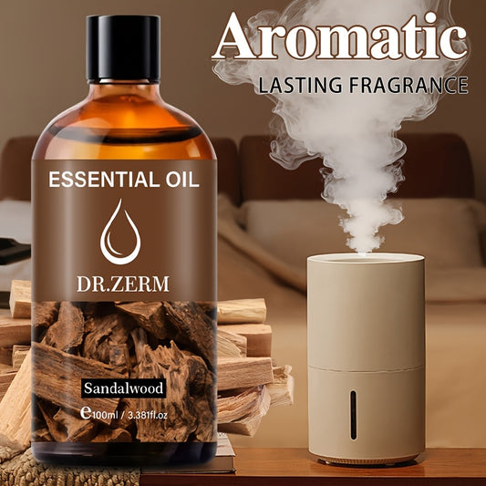 DR-ZERM Sandalwood Essential Oil - Luxury Fragrance for Massage, Spa, Hair & Skincare, Moisturizing, Multi-Use in Car, Yoga, Office, Spa Essentials, Car Fragrance