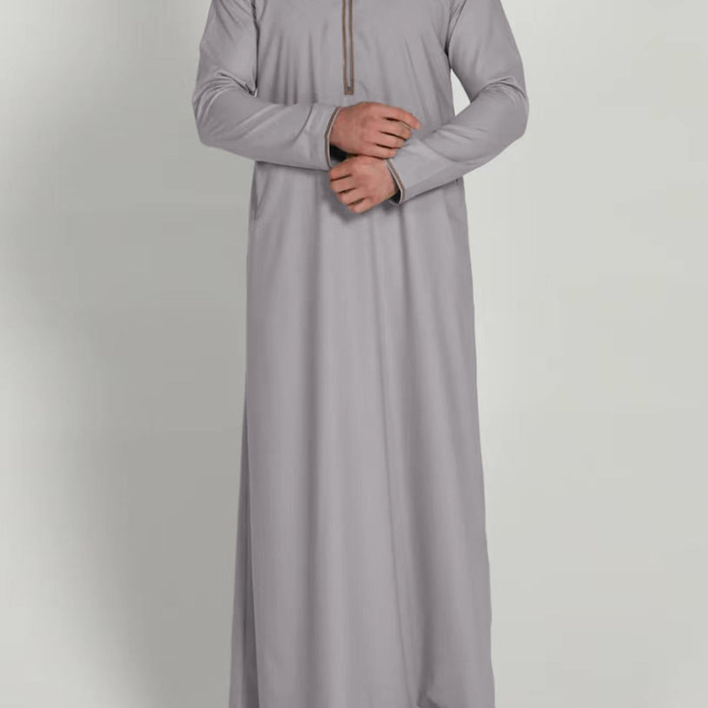 Eid Al-Adha Men's Ethnic Long Sleeve kandura, Arabic Long Gown Thobe For Men