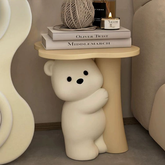 1pc Living Room Large Cute Bear Floor Decoration Sofa Side Table Bedside TV Cabinet Decoration Housewarming Gift - Resin Material, No Electricity Required, Various Room Types Suitable