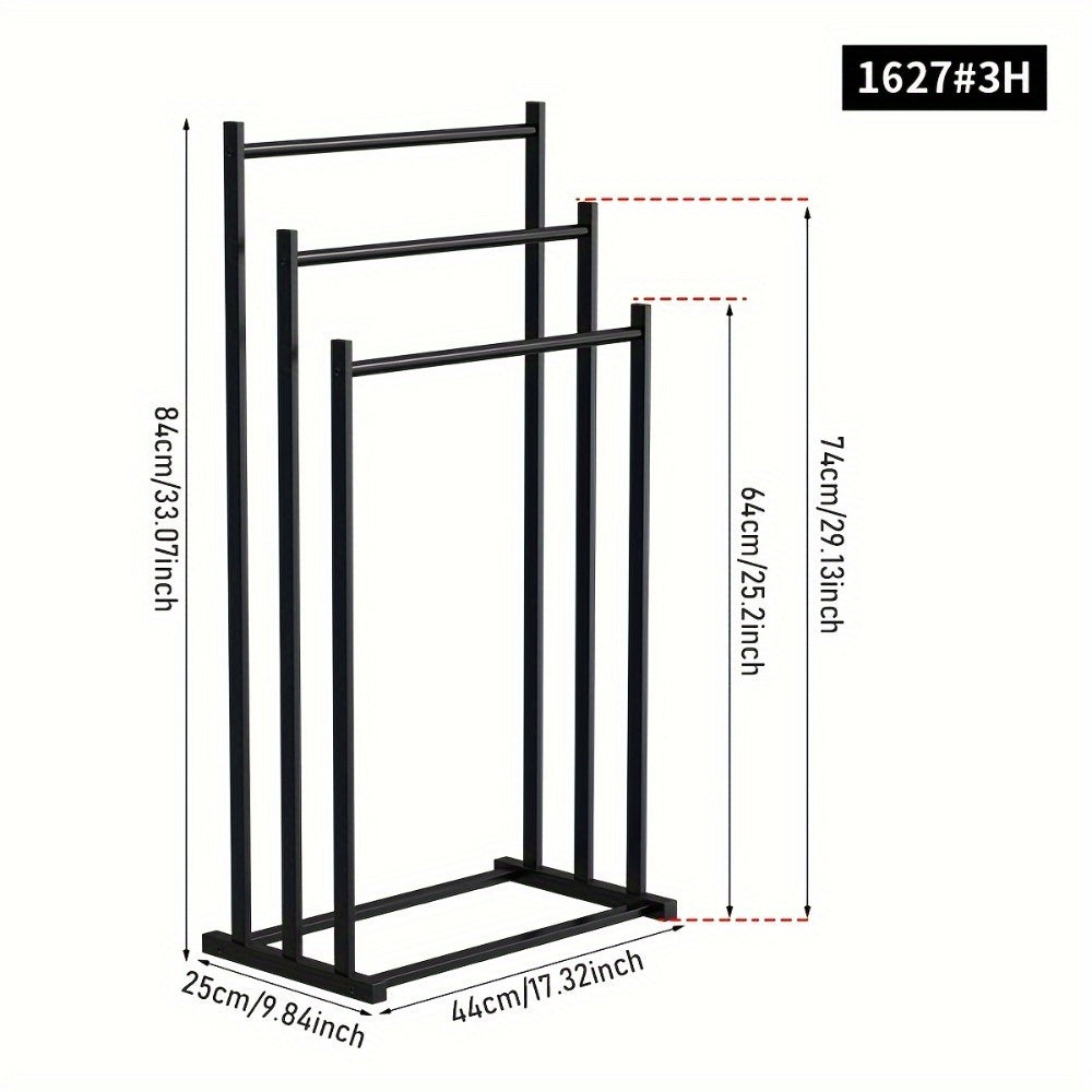 Heavy-Duty 3-Tier Floor Standing Towel Rack - Rustproof Plastic Freestanding Bathroom & Pool Towel Organizer with Black Frame, No Installation Needed, Indoor/Outdoor Use for Spa, Gym, Hotel - Holds 6 Towels, All-Season Space-Saving Design (Ideal for 3-6