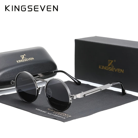 KINGSEVEN High Quality Gothic Steampunk Polarized For Men And Women Brand Designer Vintage Round Metal Frame 7579