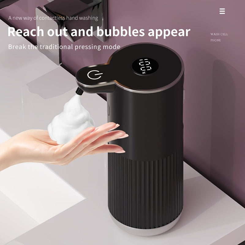 Automatic Sensor Soap Dispenser, Convenient Liquid Bottle with 6 Settings for Adjustable Output, 380ml Large Capacity, USB Rechargeable, Digital Display Screen to Check Remaining Power at a Glance. Simple and Stylish Design Suitable for Kitchens, Bathroo