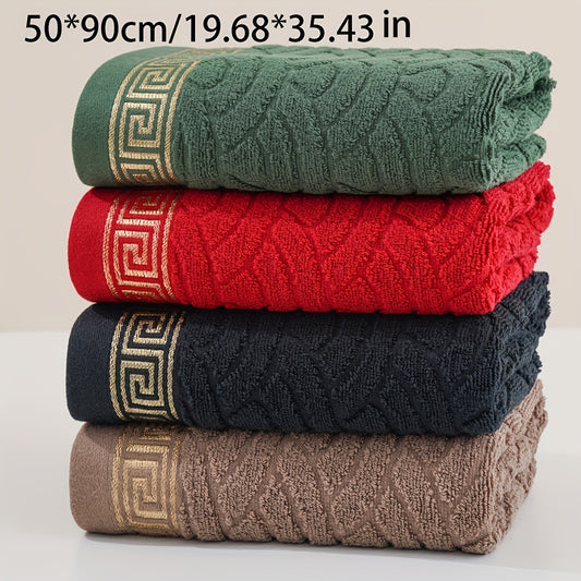 4pcs Pure Cotton Towels 50*90cm/19.68*35.43in Fabric Thick, Golden Thread Satin Jacquard Washcloth Absorbent and Soft European Middle East, Wash Cloths