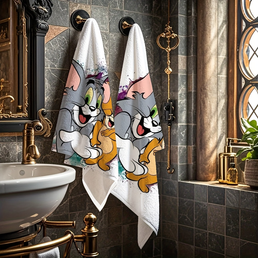 Authorized WB 2pcs Hand Towels Hair Towels Fingertip Towels, Tom and Jerry, 23, 62X15, 187.96cm, Suitable for Washing Face, Dishwashing, Handwashing at Home, Dining Room, Bathroom, Kitchen, Party Favor, Graduation Gift, Christmas, Father'S Day, Gathering