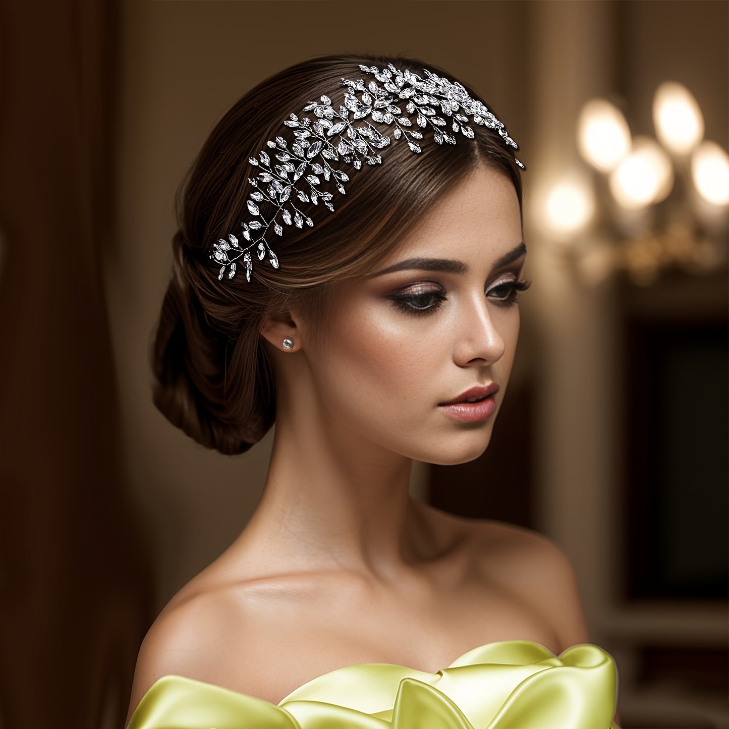 Bridal Rhinestone Wedding Romantic Elegant Hair Accessory Light Luxury Hand-Woven Styling Updo Headpiece Elegant Bohemian Wedding Dress Accessory Ball Photo Banquet Wedding Decoration HP237