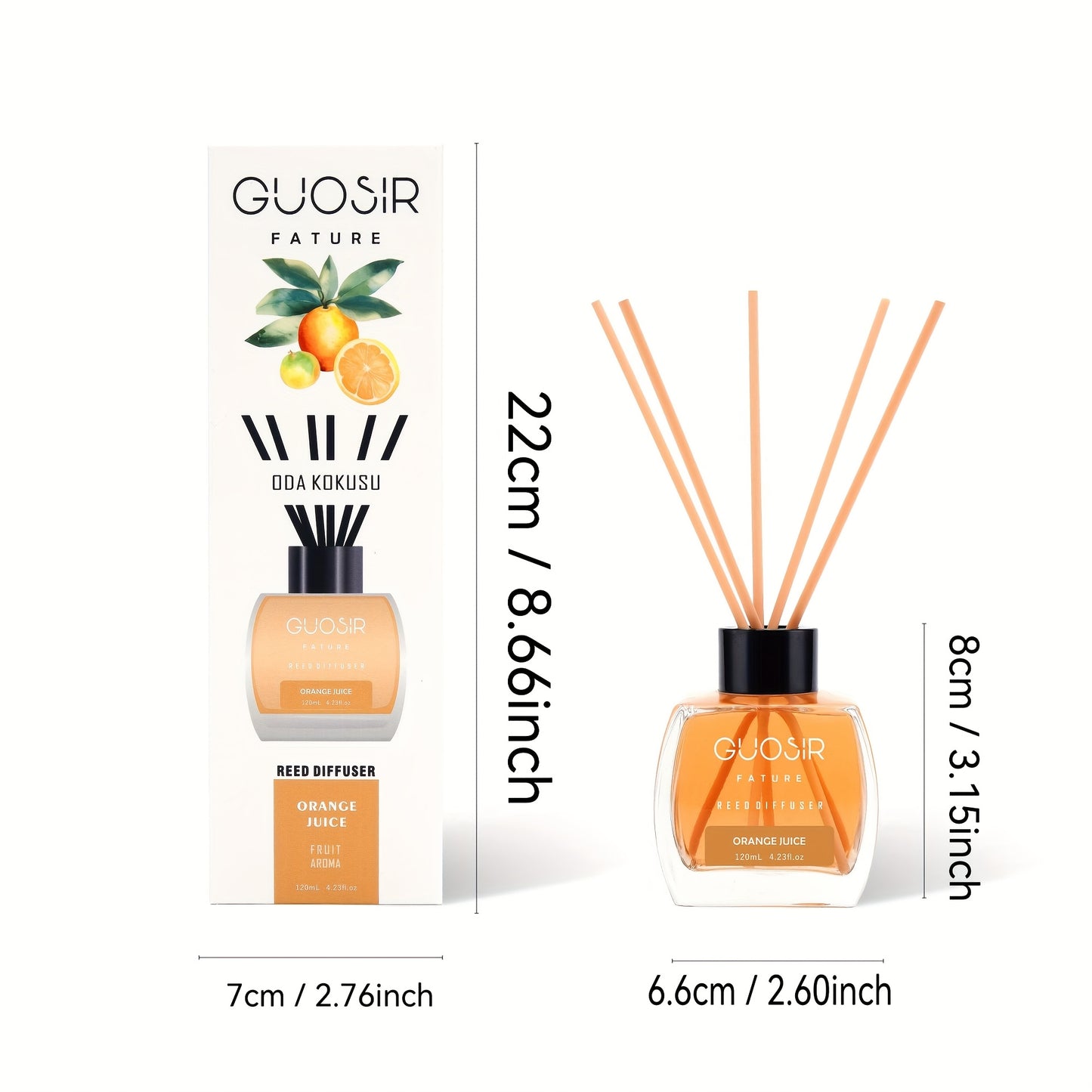 1pc 120ml Premium Fruit & Floral Scented Oil Diffuser - Glass Cylindrical Refillable Aroma Lamp for Home Decor, Bathroom & Living Room Air Freshener, Birthday Gift