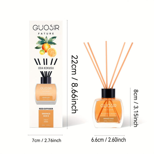 1pc 120ml Premium Fruit & Floral Scented Oil Diffuser - Glass Cylindrical Refillable Aroma Lamp for Home Decor, Bathroom & Living Room Air Freshener, Birthday Gift