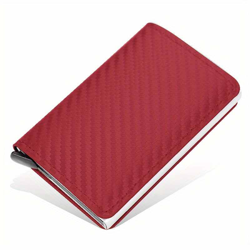 RFID Blocking Slim Metal Wallet - Card Cases with Carbon Fiber, Pop-Up, Minimalist Design, Small Black Purse for Men - Durable, Thin, and Stylish Credit Card Holder