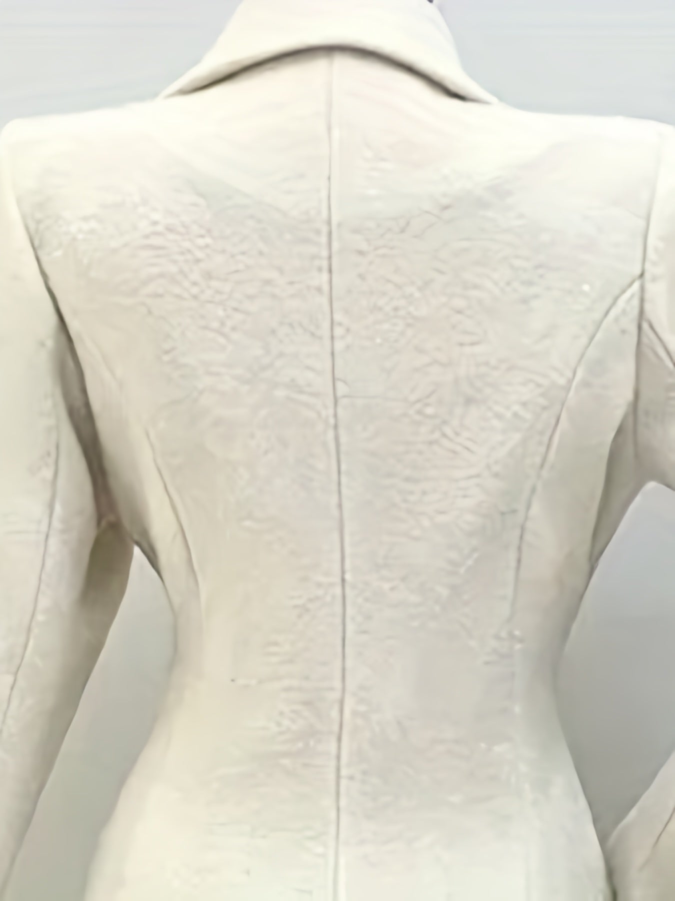 Women's Cream White Tweed H-Line Slim-Fit Long Winter Coat with Cross-Fall & Golden Button Closure - Elegant Fall/Winter Outerwear, Pocket Door Jacket (Dry Clean Only)