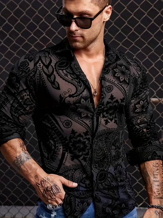 Men's Scottish Tartan Paisley Shaggy Shirt Jacket - Breathable Plush, Collar & Half- Sleeves, Scottish Tartan Pattern (Black/Green/White/Beige) - All-Season Machine Washable Outerwear for Weddings & Formal Events, Round Neck Shirt For Men, Button Up Shir