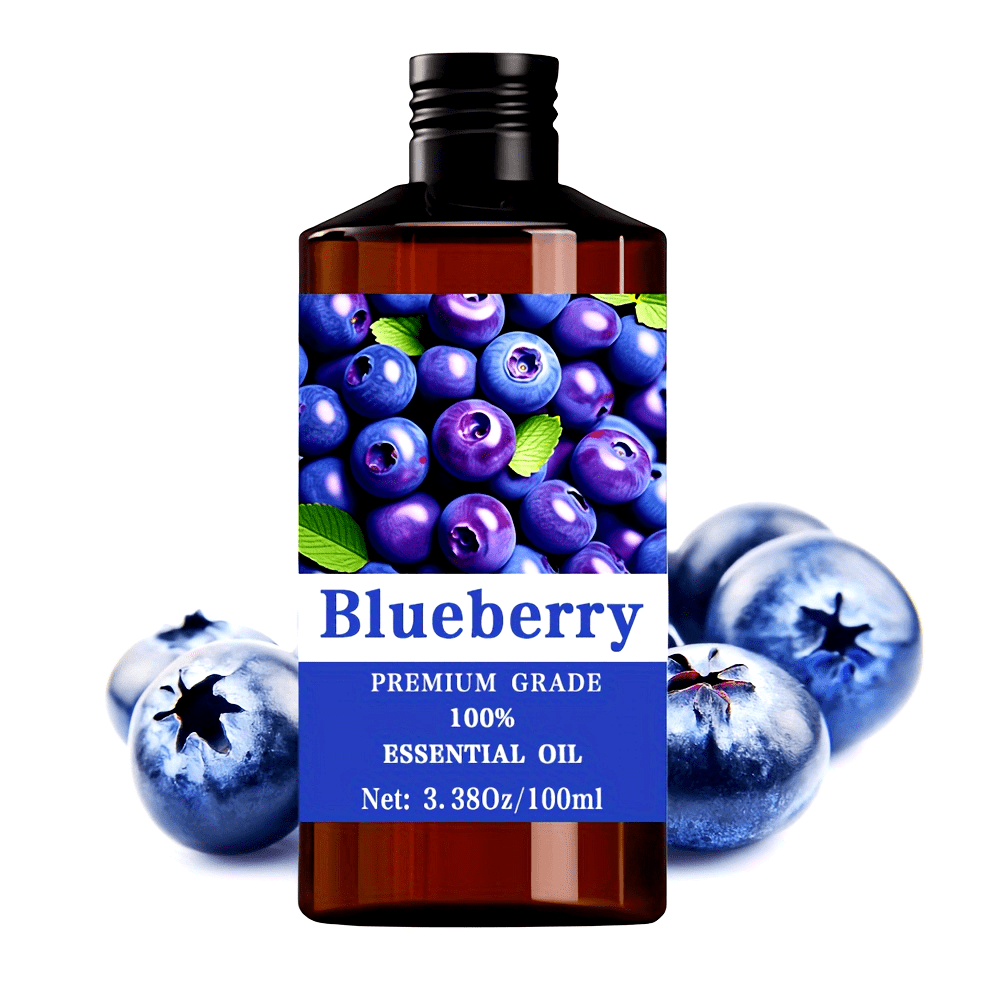 Blueberry Essential Oil, 100Ml/3.38 Fl.Oz, Completely And, Suitable for Nail, Hair, And Skin Care, As Well As for Massage And Humidifiers. This Moisturizing Essential Oil Is Ideal for Both Men And Women, Promoting Relaxation And Meditation.