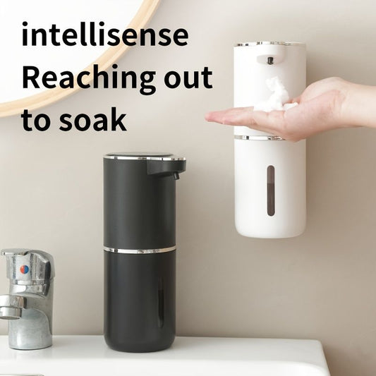 NIJ 380ml Automatic Soap Dispenser with Touchless Sensor - Wall-Mounted, Rechargeable Lithium Battery, USB Charging, Modern Black Design for Bathroom And Kitchen, Bathroom Soap Dispenser|Modern Soap Dispenser|Touchless Soap Dispenser