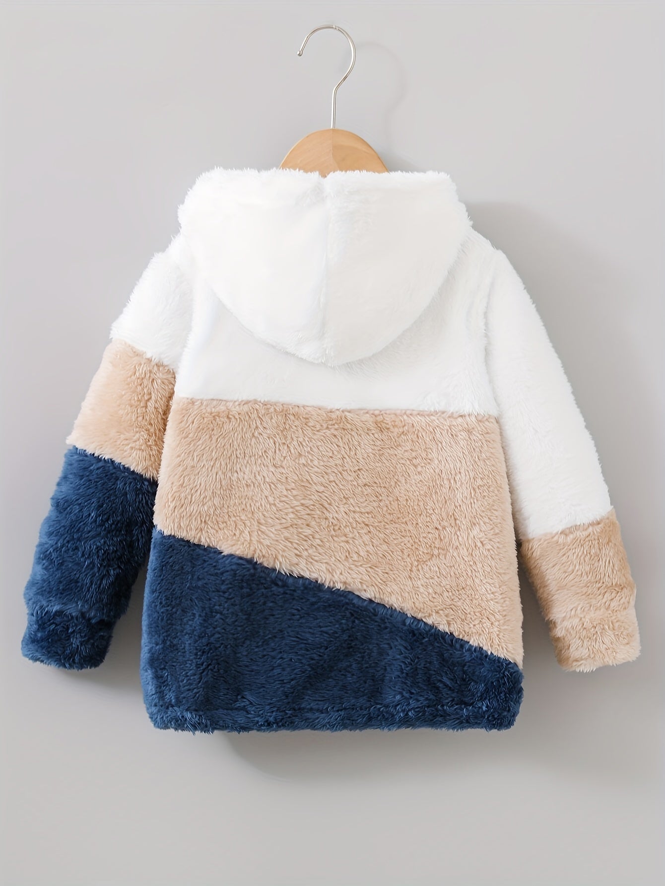 ' Casual Fashion Color Block Fleece Jacket with Hood, Zipper Detail, Polyester 100% Knit Fabric, Slight Stretch, Regular Fit - Ideal Fall/Winter Gift