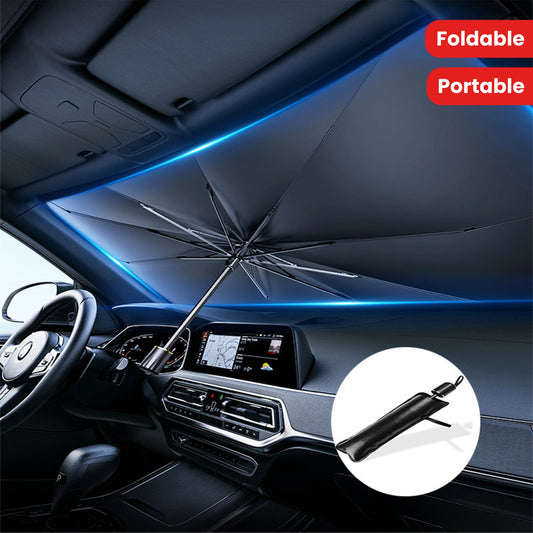 UV Protection Car Sunshade Umbrella, Heat Reduction Portable Foldable Windshield Sun Visor for Most Vehicles, Easy Storage Auto Sun Blocker with Thermal Insulation Effect