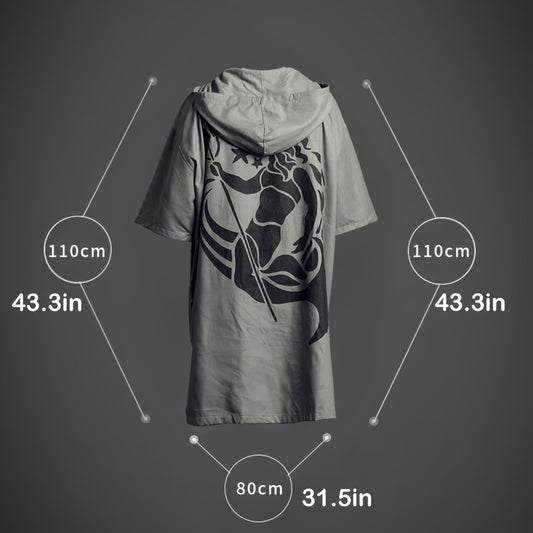 HiTurbo Surf Poncho Changing Towel Robe with Hood - Microfiber Beach Wetsuit Top, Lightweight, Machine Washable, One Size Fits All, Stylish Graphic Design for Surfing, Swimming, Bathing, Parka