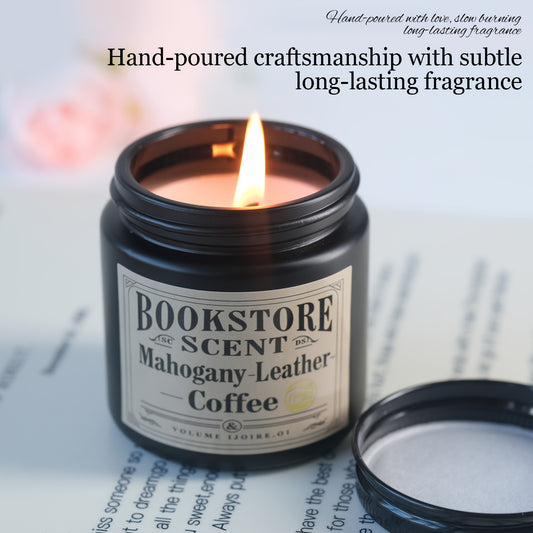 Redwood Scent + Leather Scent + Coffee Scent Candle, 100g/3.52oz, 6.35cm/2.5in Tall, 5.99cm/2.36in Diameter, Home Decor, Premium Soy Wax, Suitable for Work and Study Candle Companion, Unisex Gift