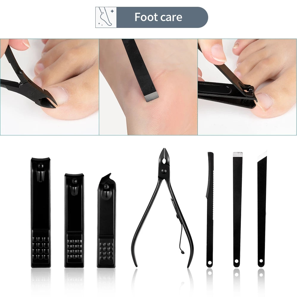 Professional Pedicure Nail Scissors Set - 7/10/12/16/18 Pcs Nail Care Tools, Nail Cutter Nail Clipper Nail Files With Portable Case For Men And Women